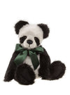 Charlie Bears Davidson panda teddy bear 38cm from 2026 Plush Collection in black and white plush with green satin bow and hand embroidered nose