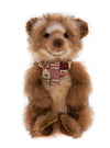 Charlie Bears Rockpile weasel plush from Bearhouse Bears 2021 collection in cream, beige, caramel and brown with embroidered nose and fabric neckerchief