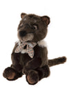 Charlie Bears Tasmania plush Tasmanian devil soft toy with cream fur collar, black nose, sculpted paws and long tail, gentle expressive collectable character