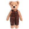 Clemens Small Teddy Finn limited edition mohair teddy bear wearing check dungarees with button details