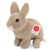 Sitting grey rabbit plush by Teddy Hermann with soft grey fur and long upright ears.