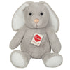 Soft grey floppy eared bunny plush by Teddy Hermann sitting upright with long floppy ears and fluffy fur.