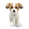 Steiff Terrie Dog 7 inch plush toy with white and brown fur and realistic detailing, featuring the iconic Button in Ear
