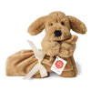 Teddy Hermann dog soft toy with a cosy comfort blanket, a sweet cuddly gift for babies and newborns