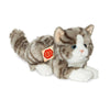Teddy Hermann plush grey and white striped cat with blue eyes and white paws
