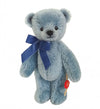 Teddy Hermann Olivier limited edition pigeon-blue mohair teddy bear with dark blue velvet bow