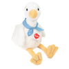 White duck plush by Teddy Hermann with floppy legs and a blue neckerchief.