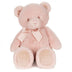 Soft plush pink teddy bear with ribbon. baby safe