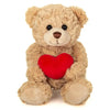 Teddy Hermann plush bear holding a bright red love heart, soft and cuddly gift toy