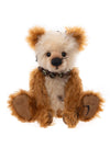 Charlie Bears Anniversary Bhada teddy bear from the Isabelle Collection, crafted from cream and golden brown mohair with tear and repair detailing.
