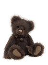 Charlie Bears Barnes plush teddy bear in chocolate brown with bell collar and hand-stitched nose