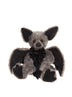 Charlie Bears Belfry plush bat with oversized ears, expressive wings, and chocolate brown bow.