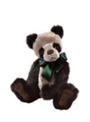 Botwood by Charlie Bears – soft brown, black and beige plush panda with sculptured paw pads and green ribbon