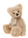 Charlie Bears Cookie Crumbs 43cm golden-beige plush bear with silver shimmer and scarf