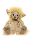 Charlie Bears Field Troll Monsterology plush character with long beige and yellow fur and a tiny mouse companion on his head