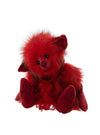 Fire Elf by Charlie Bears – red plush elf with black-tipped fur, elfish ears and red neckerchief from the Elemental Elf collection