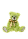 Charlie Bears Keylime Pie plush bear in lime green with gold bow and heart pendant