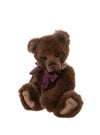 Mr Brown by Charlie Bears soft chocolate-brown plush teddy bear with burgundy bow