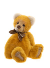 Charlie Bears Mrs Jones collectible teddy bear with turmeric plush fur, expressive eyes, and brown bow