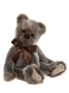 Charlie Bears Ollie 48cm brown plush bear with white tipping and satin bow