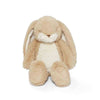 Floppy Nibble Bunny – tiny stuffed bunny for babies with soft almond fur, long floppy ears, embroidered face, and rosy pink cheeks, perfect for cuddling