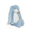 Floppy Nibble Bunny – soft blue stuffed bunny with long floppy ears, embroidered face, and rosy pink cheeks, perfect for cuddling