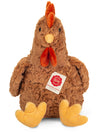 Gloria soft plush hen by Teddy Hermann with fluffy feathers, red comb and detailed farmyard design.