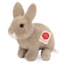 Soft grey plush rabbit toy with velvety fur, long ears, and gentle expression by Teddy Hermann