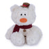 GUND Philbin snowman plush teddy bear 30cm wearing a red cable-knit scarf, brown hat and brown buttons.
