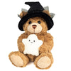 Halloween teddy bear in soft plush holding a pumpkin