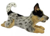 Hansa Blue Heeler puppy laying down plush toy with soft mottled blue-grey fur and lifelike detail.