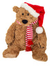 Hermann Teddy Howard Christmas Bear plush toy wearing a Santa hat and striped scarf