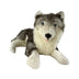 Large lying husky plush soft toy dog with realistic fur and soft stuffing