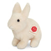 Sitting white hare plush by Teddy Hermann with soft white fur and long upright ears.