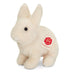 Sitting white hare plush by Teddy Hermann with soft white fur and long upright ears.