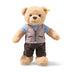 Steiff Ben Teddy Bear wearing Bavarian costume with lederhosen, blue checked shirt and waistcoat, 30cm plush bear