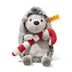 Steiff Cosy Christmas Hedgy Hedgehog 18 cm plush toy holding a red candy cane.