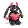 Steiff Hoppie 14cm black devil rabbit holding a soft red heart