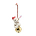 Limited edition Steiff snow-white Christmas ornament teddy bear holding a bell with classic Steiff Button in Ear.