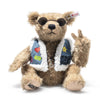 Steiff Rocks Woodstock Teddy Bear 32cm limited edition mohair bear with hippie vest and “3 Days of Peace and Music” slogan