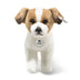 Steiff Terrie Dog 7 inch plush toy with white and brown fur and realistic detailing, featuring the iconic Button in Ear
