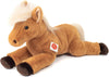 48cm Teddy Hermann plush laying horse with light brown coat and shaggy mane resting in relaxed pose