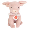 Teddy Hermann pig soft toy with pink fur and floral scarf, ideal for cuddling or gifting
