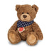 Brown Teddy Hermann teddy bear wearing a blue neckerchief, soft plush and cuddly design
