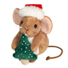 Teddy Hermann Christmas Mouse holding a Christmas tree plush toy