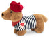 Teddy Hermann dachshund plush toy wearing beret and striped top
