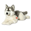 Teddy Hermann 60cm lying husky soft toy with soft plush fur and distinctive husky markings