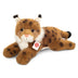 Teddy Hermann 38cm lying lynx soft toy with spotted brown fur, tufted ears and a fluffy cream chest