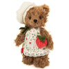 Teddy Hermann Limited Edition Petunia Teddy Bear with floral dress, white hat, and strawberry accessory
