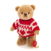Teddy Hermann Limited Edition Winston Bear wearing red and white hand-knitted winter sweater